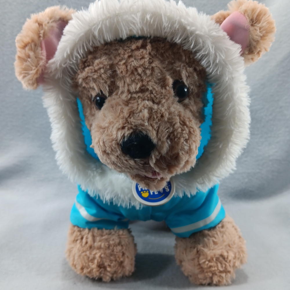 Build a Bear Labradoodle Puppy Promise Plush With Blast Winter Blue Puffer Coat